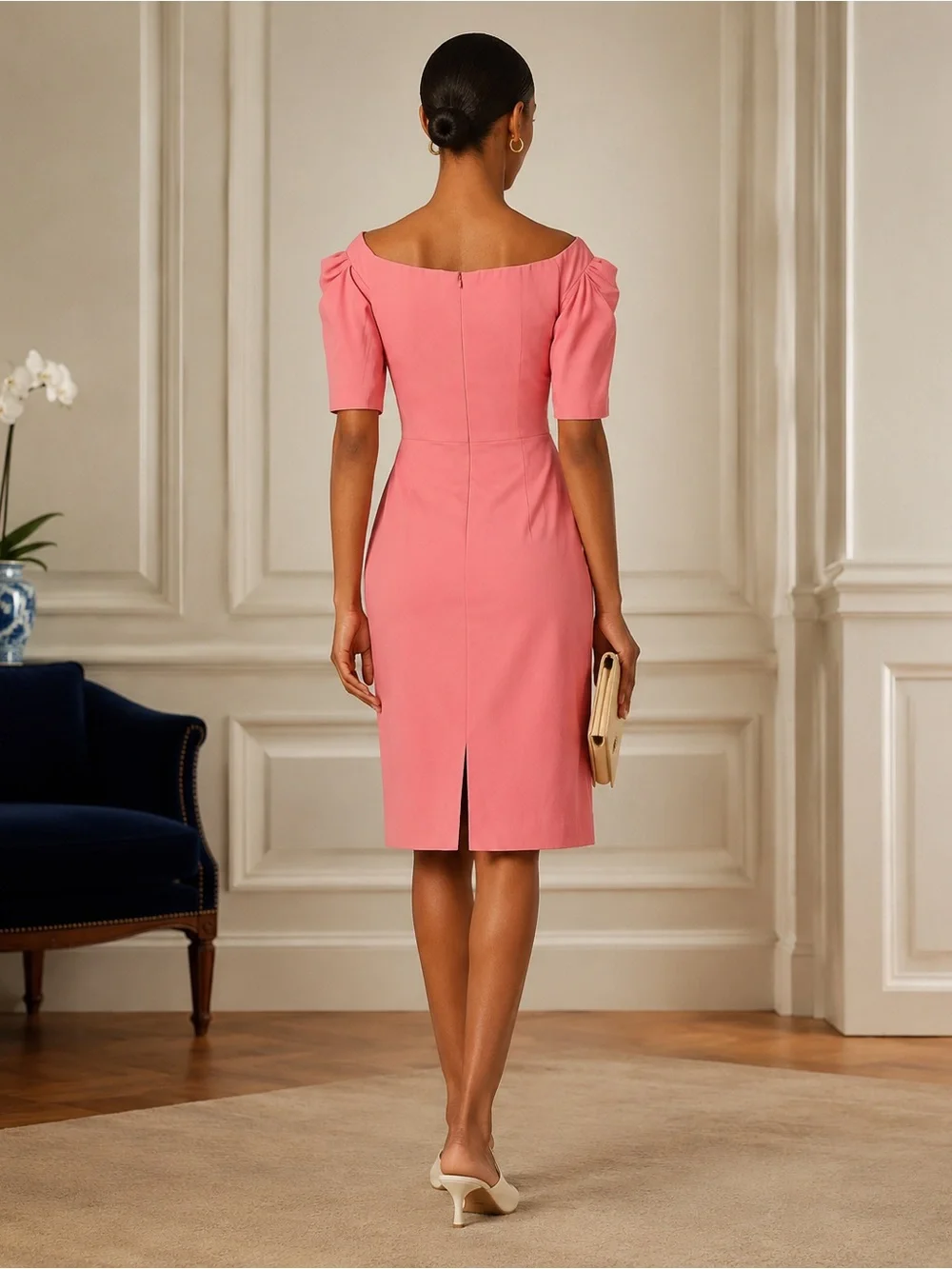 NEW! $378 Trina Turk Women's Pink Off-The-Shoulder Witty Sheath Dress Size 10 - Picture 2 of 2
